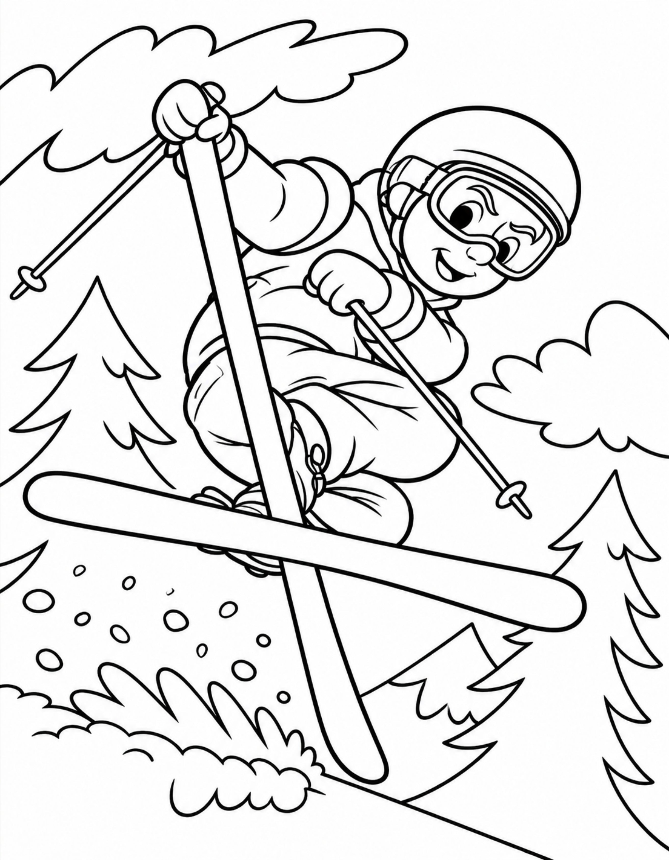 Skiing Coloring Book for Kids & Adults | Adventure Groms | 50 Pages