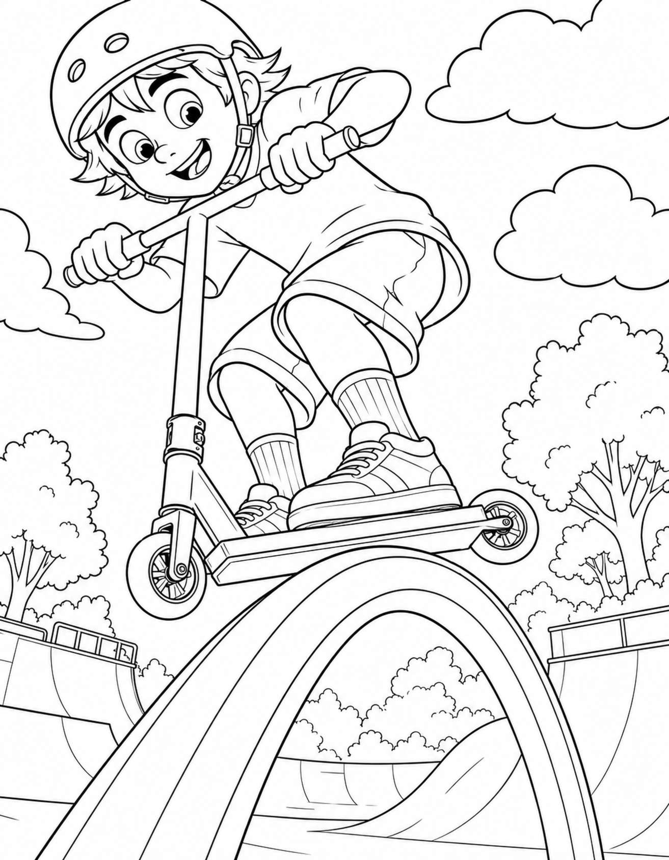 Scootering Coloring Book for Kids & Adults | Adventure Groms | 52 Pages