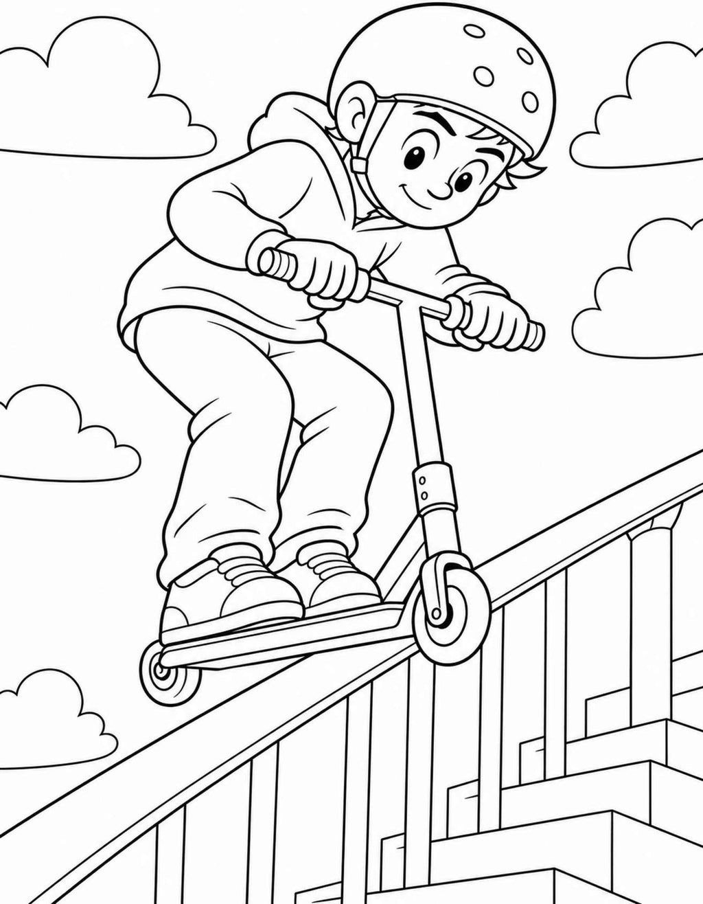 Scootering Coloring Book for Kids & Adults | Adventure Groms | 52 Pages