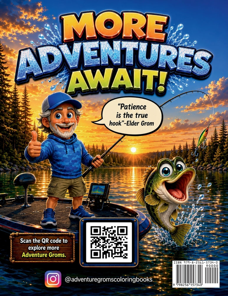 Adventure Groms Fishing Coloring Book - Back Cover