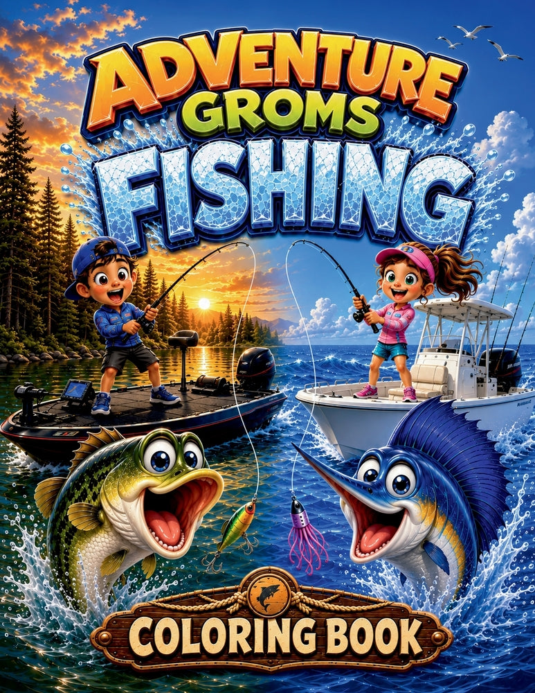 Adventure Groms Fishing Coloring Book - Front Cover