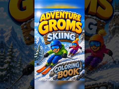 Skiing Coloring Book for Kids & Adults | Adventure Groms | 50 Pages